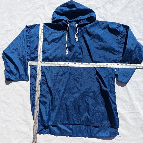 Vintage Totes Blue Rain Jacket - Double Button Top/Draw String -  OSFM - Picture 2 of 5